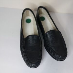 SAS Black Leather Slip-On Loafers